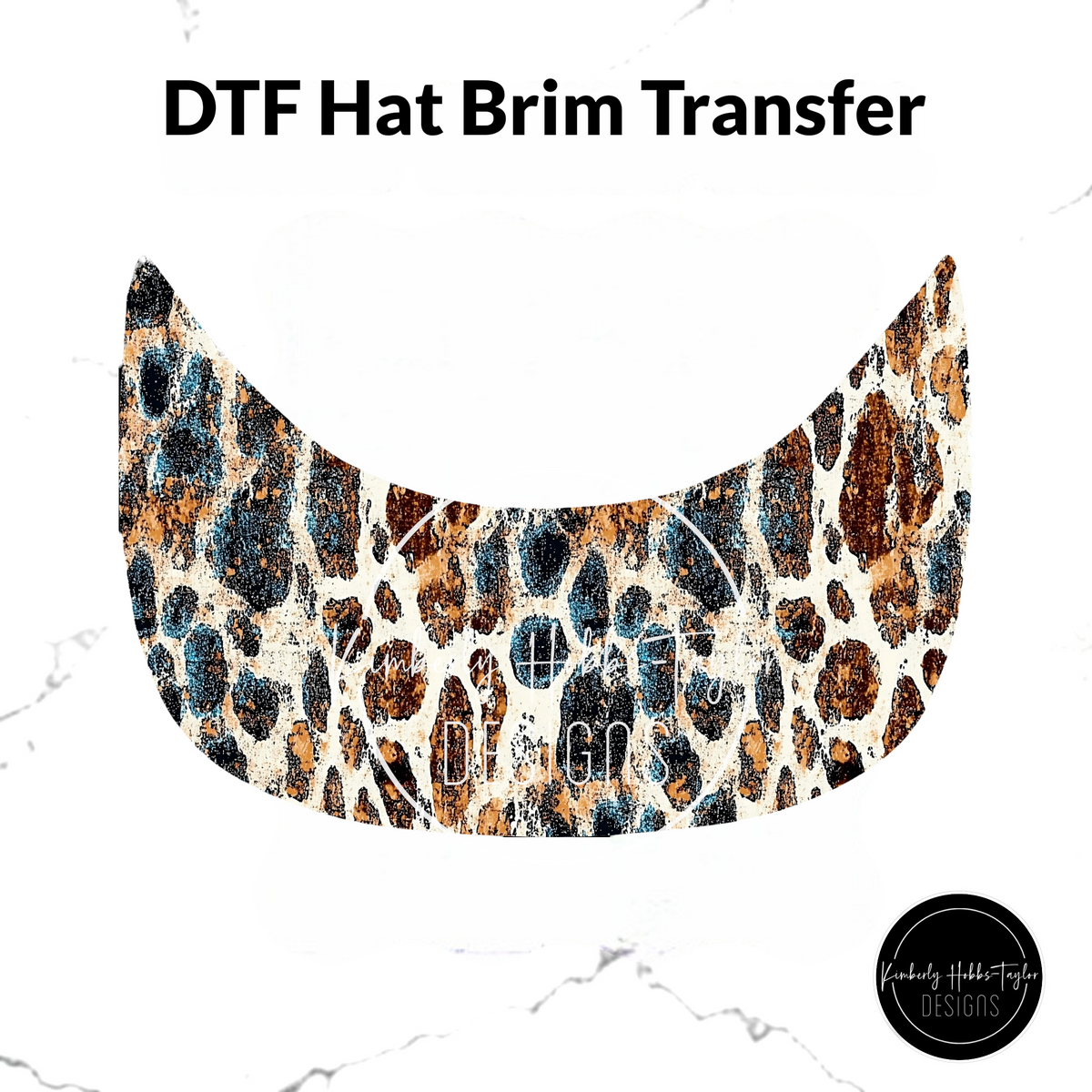DTF Hat Brim Transfer - Dark Brown Blue Animal Print