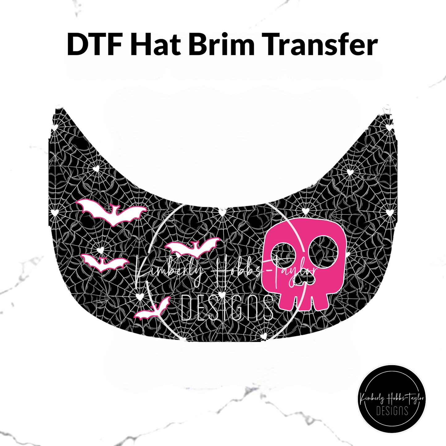 DTF Hat Brim Transfer - Bats and Bones - Choose Color