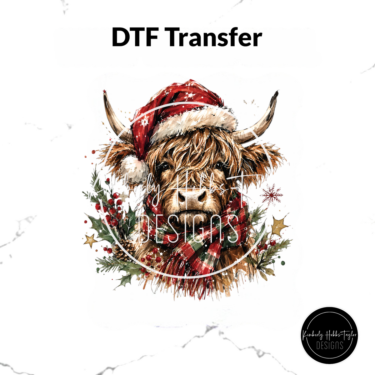 DTF Transfer - Highland Cow Christmas