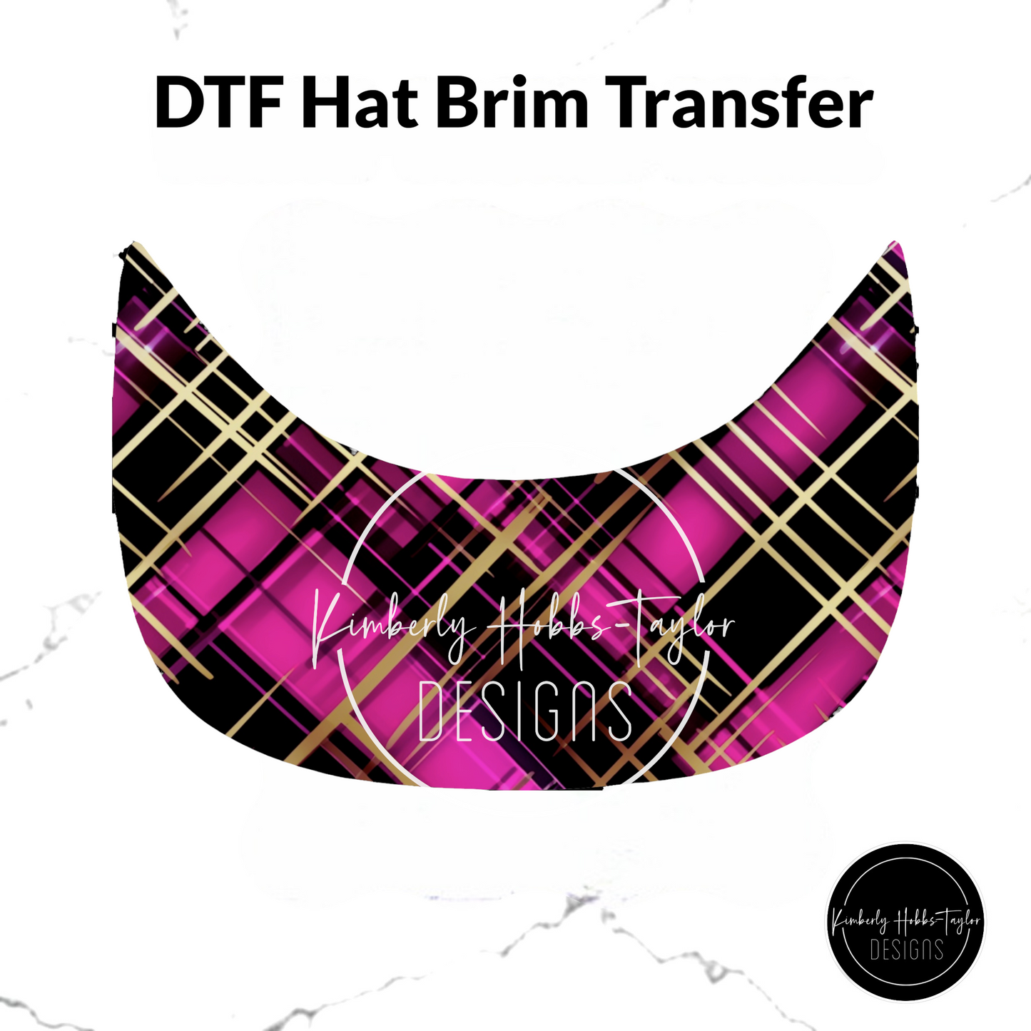 DTF Hat Brim Transfer - Hot Pink Plaid
