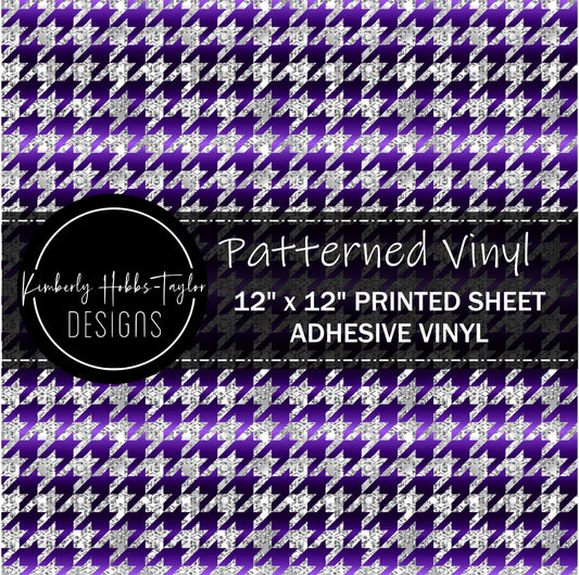 Dark Purple Silver Houndstooth - Small Scale vinyl