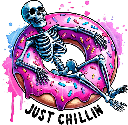 Skeleton - Just Chillin Donut decal