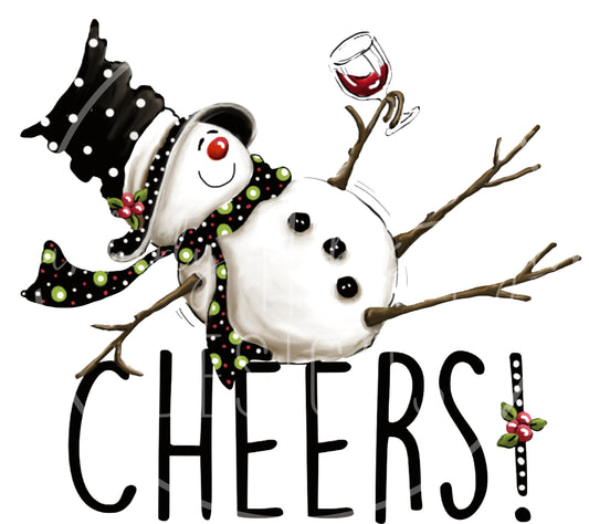 Tipsy Snowman with Wine decal