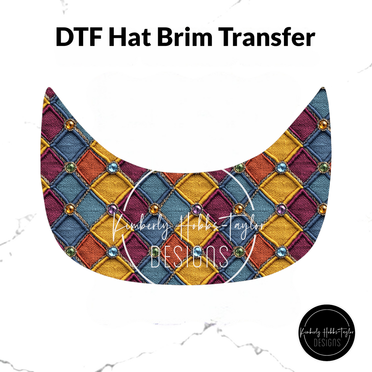 DTF Hat Brim - Denim Rhombus