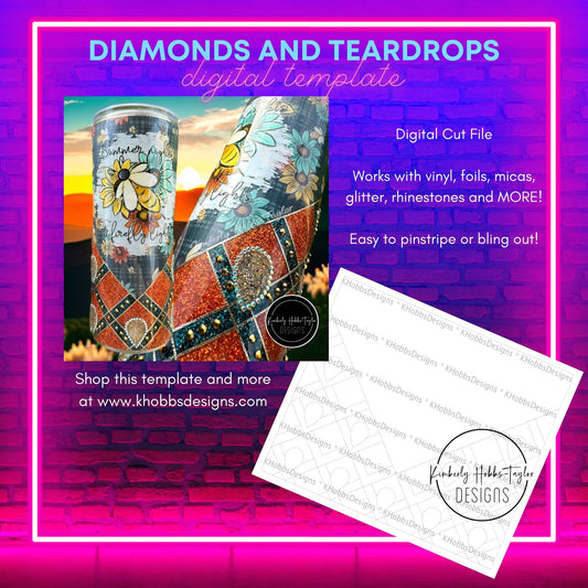 Diamonds and Teardrops Template for HOGG 20 Skinny Straight - Digital Cut File Only