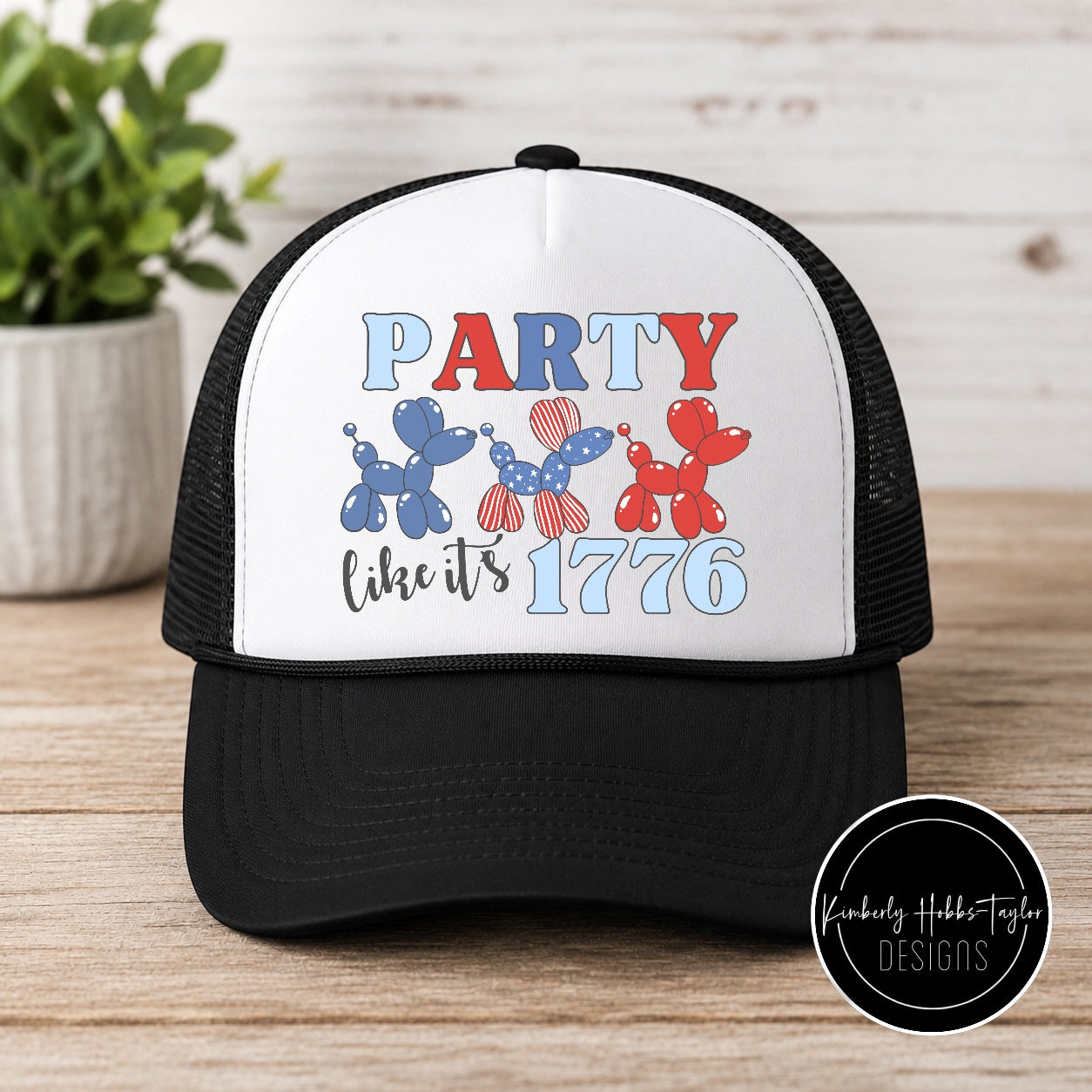 DTF Hat Transfer - Red White Blue Balloon Dogs