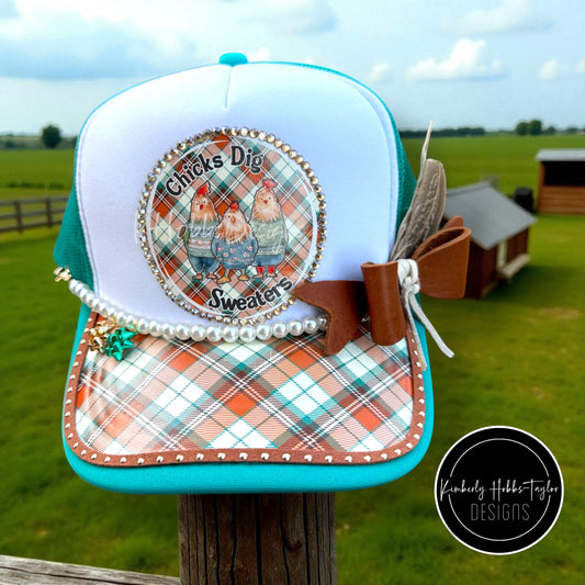 Chicks Dig Sweaters - Teal Trucker Hat