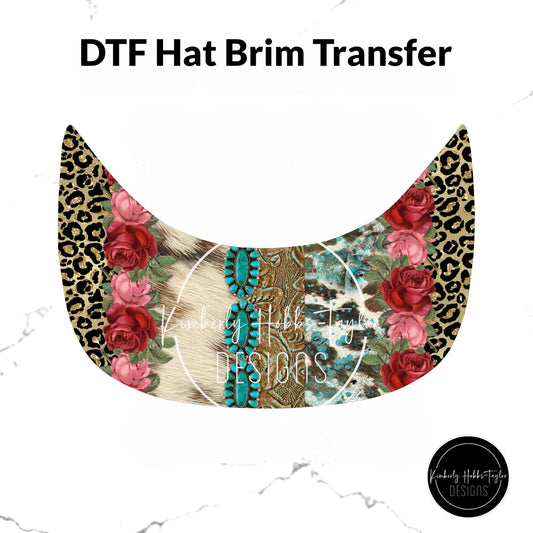 DTF Hat Brim Transfer - Leopard Cowhide Mashup