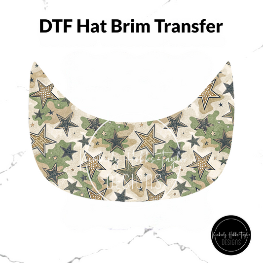 DTF Hat Brim Transfer - Camo Stars G
