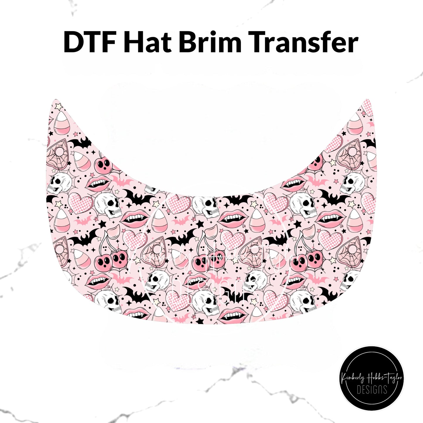 DTF Hat Brim Transfer - Pink Spooky Mashup