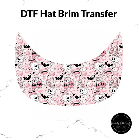 DTF Hat Brim Transfer - Pink Spooky Mashup