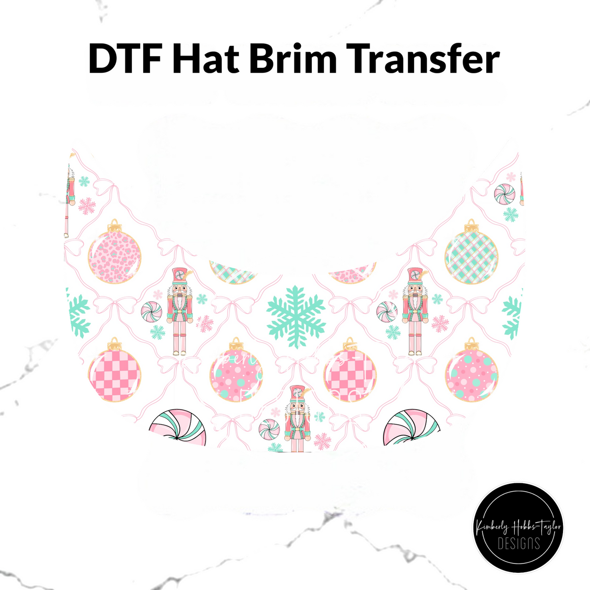 DTF Hat Brim Transfer - Nutcracker Ornaments Mashup