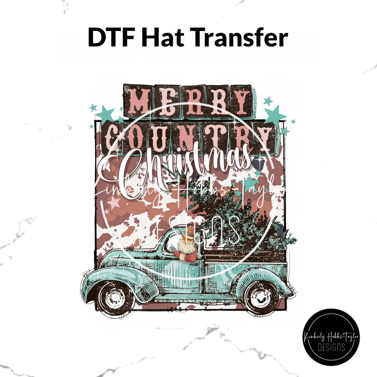 DTF Hat Transfer - Merry Country Christmas
