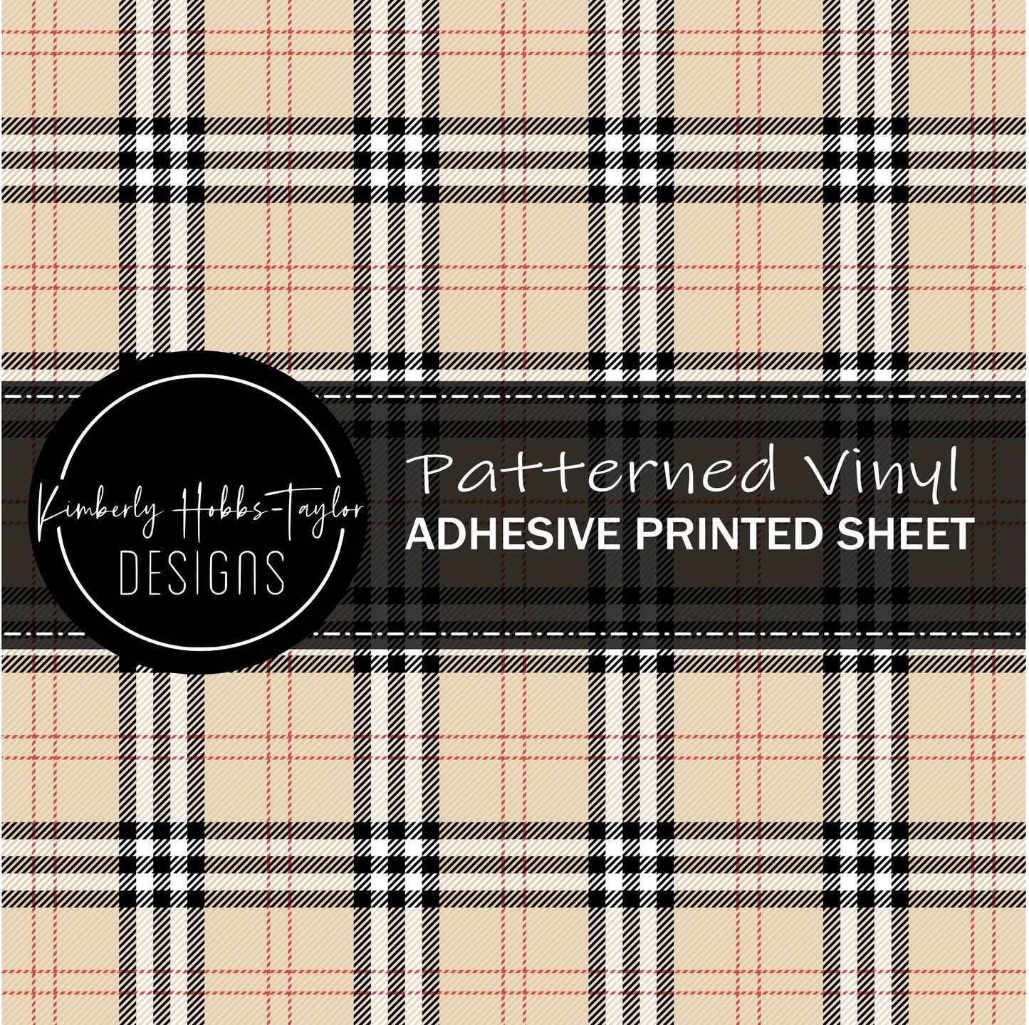 Tan Black Red Tartan Plaid vinyl