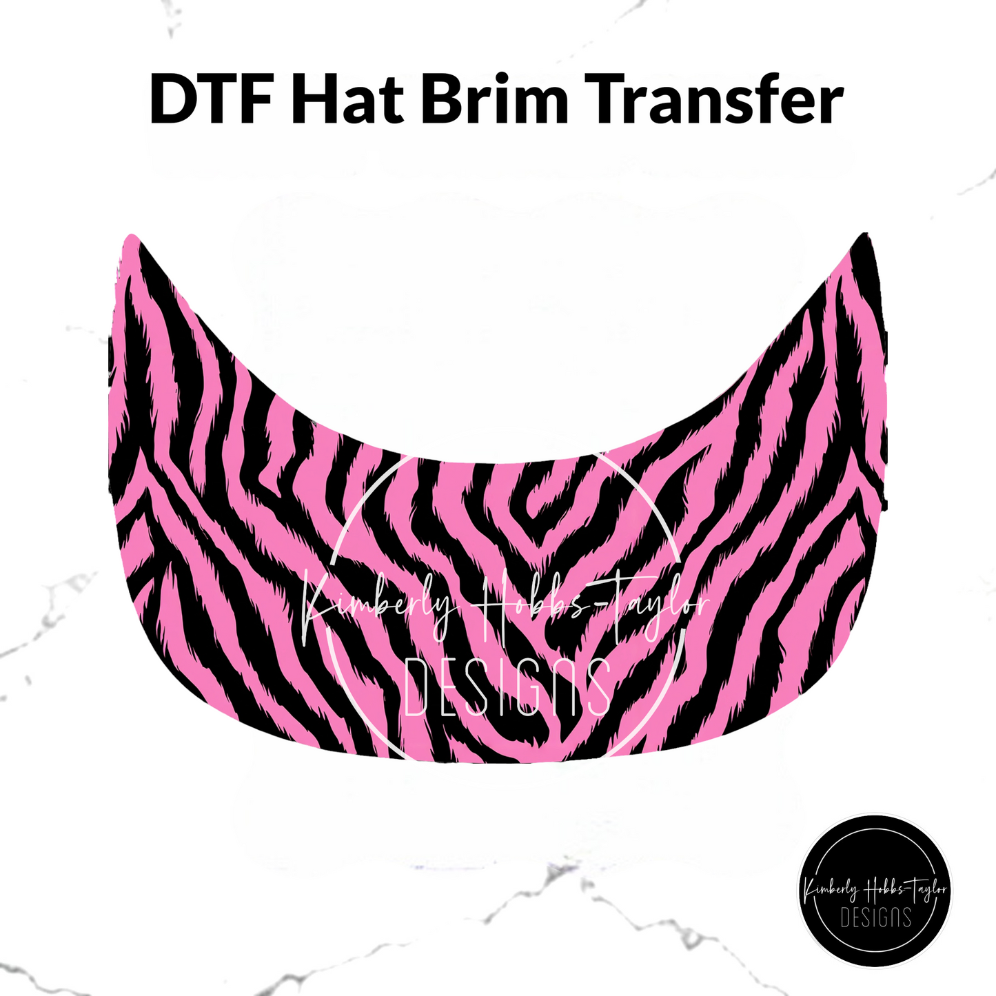 DTF Hat Brim Transfer - Pink Black Zebra