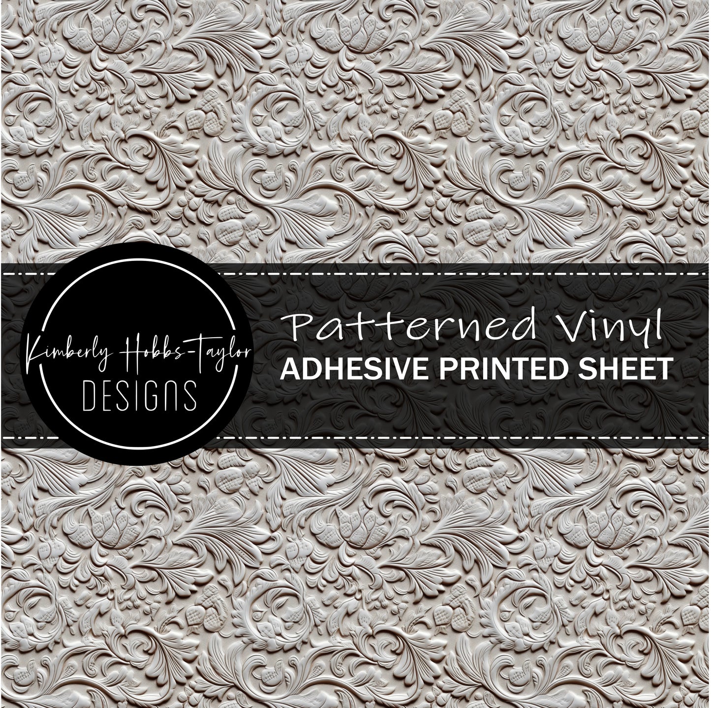 Tooled Leather - White A vinyl