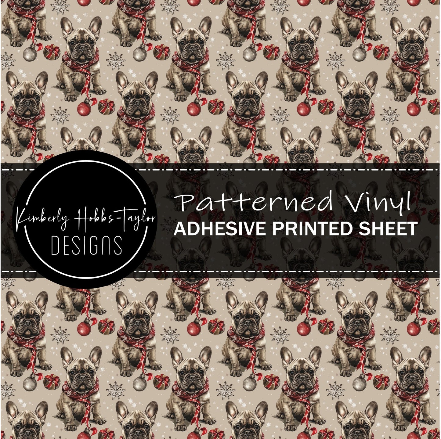 Brown Red Christmas Frenchies vinyl