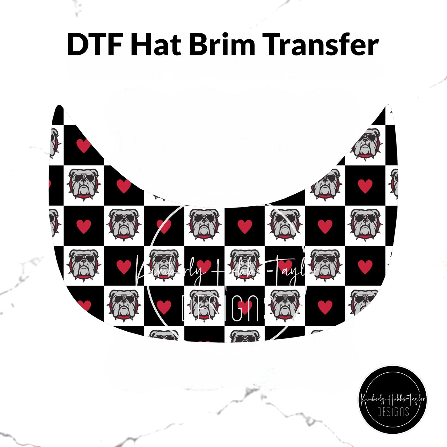 DTF Hat Brim Transfer - Bulldog Checkered