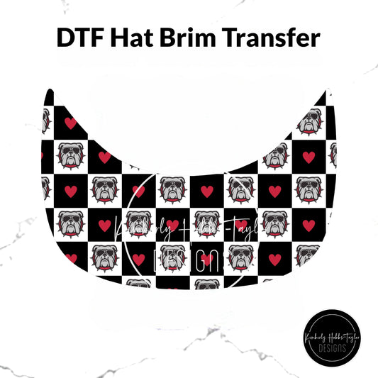 DTF Hat Brim Transfer - Bulldog Checkered