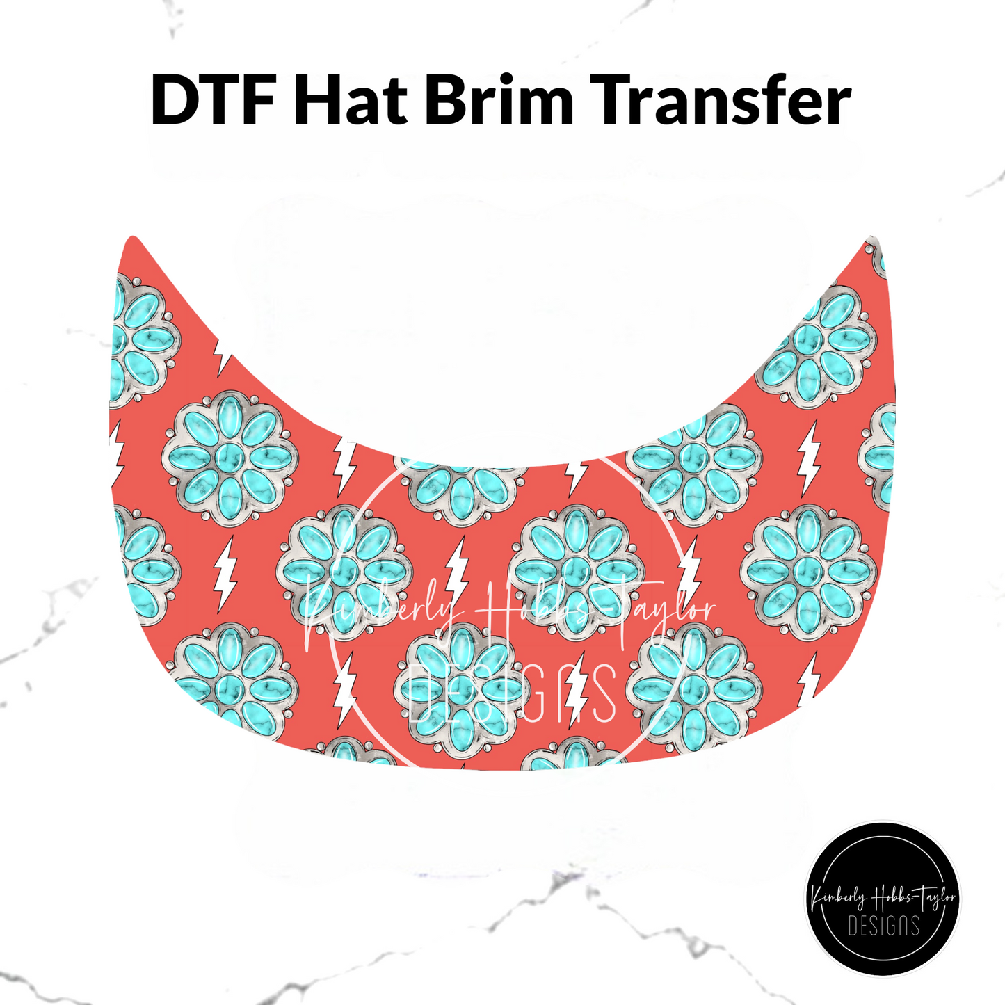 DTF Hat Brim Transfer - Turquoise Red Pendants