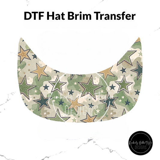 DTF Hat Brim Transfer - Camo Stars E