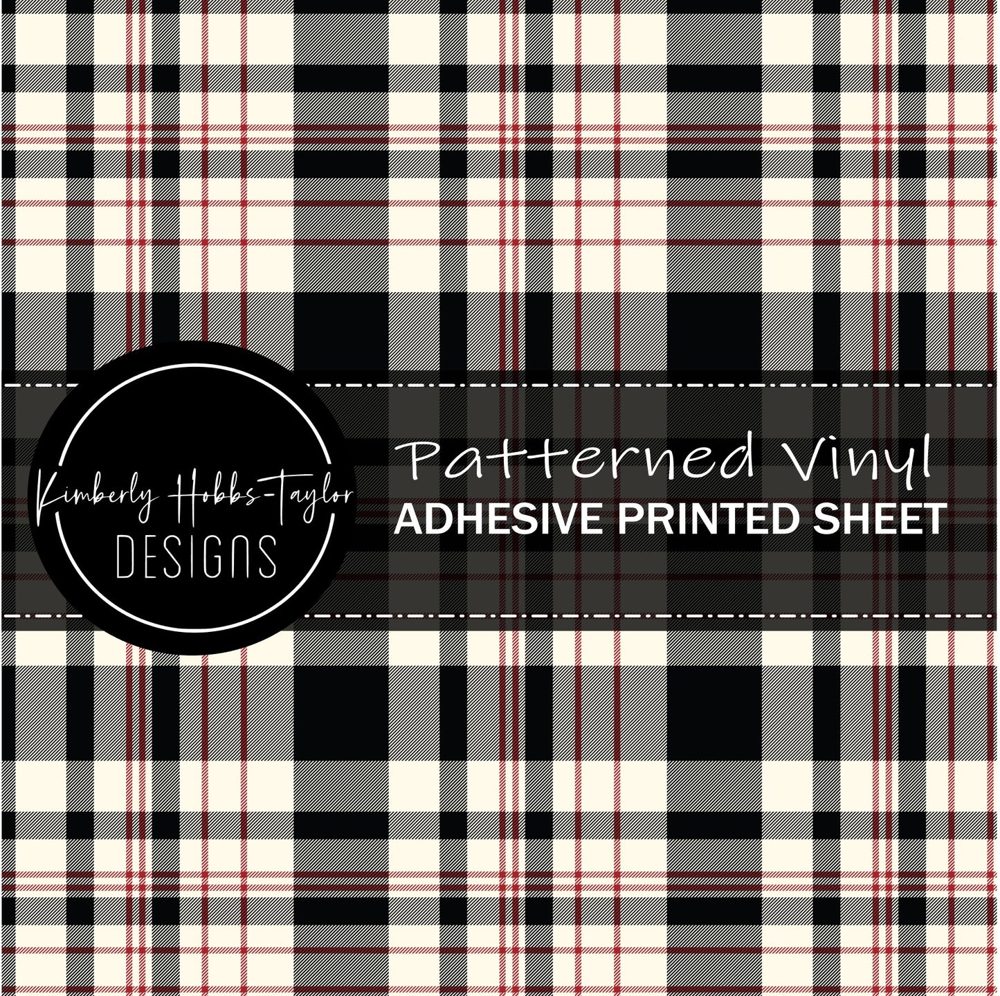 Black Red Ivory Tartan Plaid vinyl