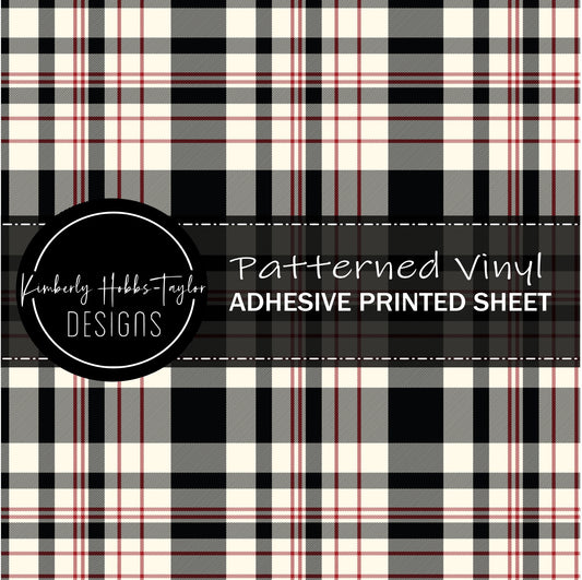 Black Red Ivory Tartan Plaid vinyl