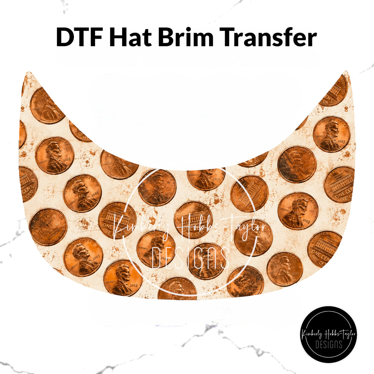 DTF Hat Brim Transfer - Raining Pennies