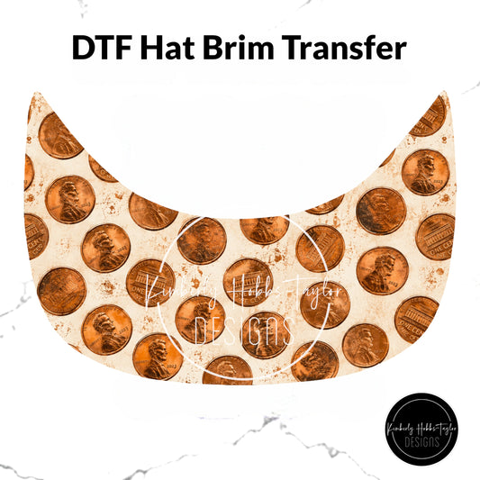 DTF Hat Brim Transfer - Raining Pennies