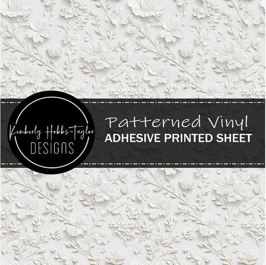 Embossed White Florals B vinyl