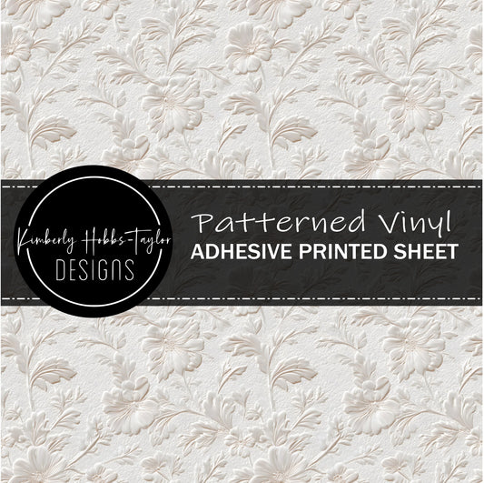 Embossed White Florals C vinyl