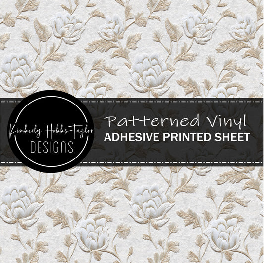 Embossed White Florals D vinyl