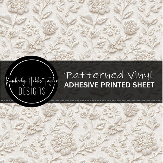 Embossed White Florals E vinyl