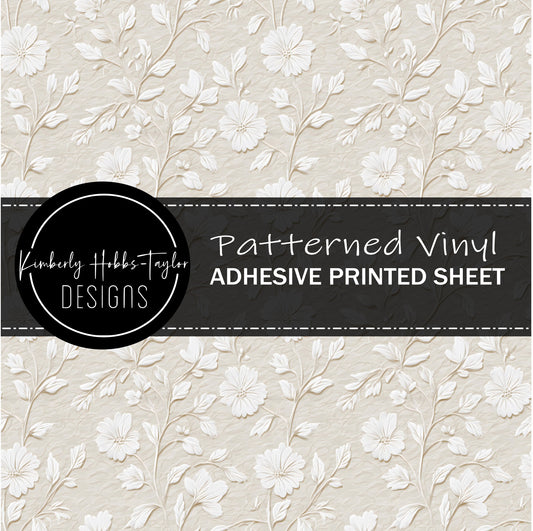 Embossed White Florals F vinyl