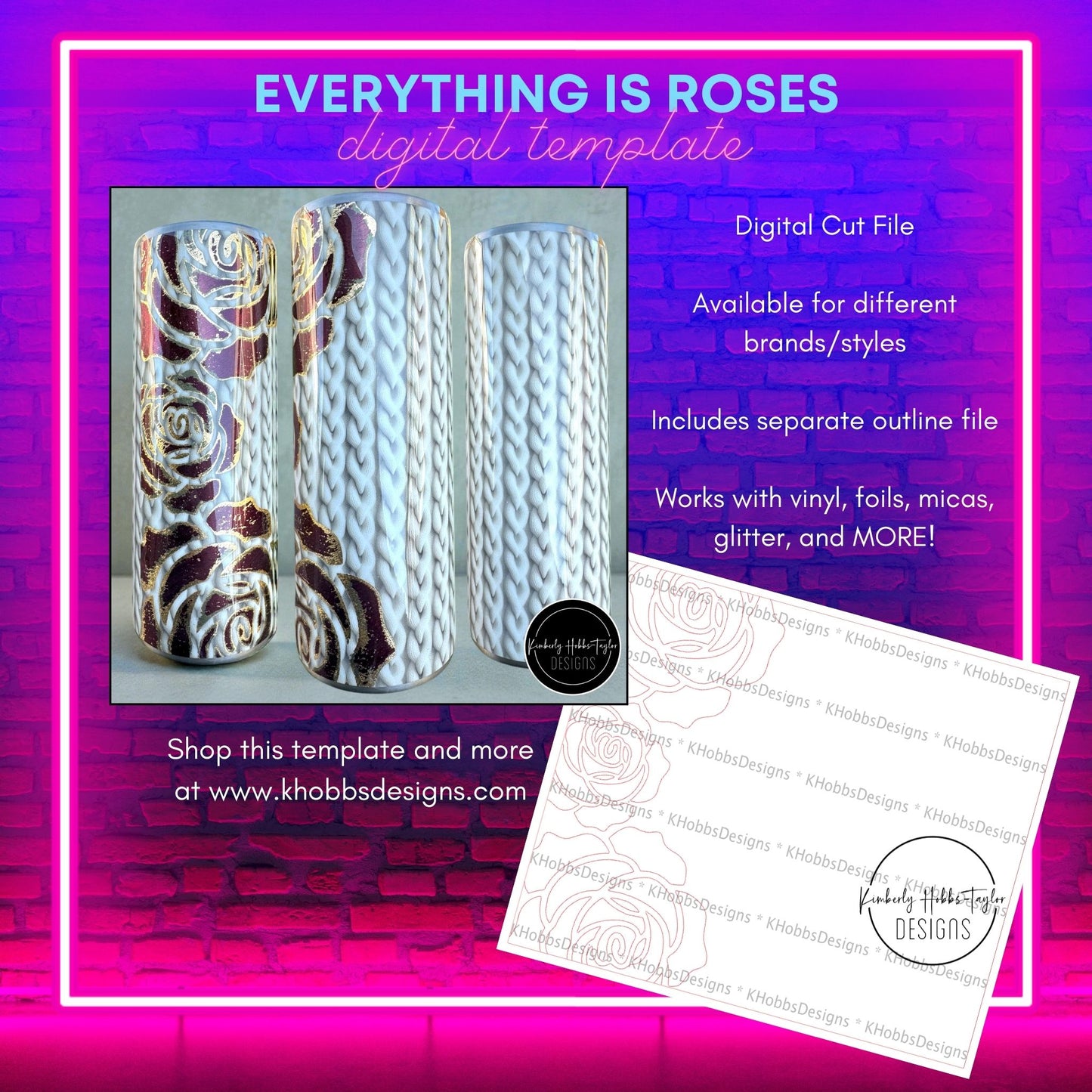 Everything Is Roses Template for Tipsy Magnolia 24 Plump - Digital Cut File Only
