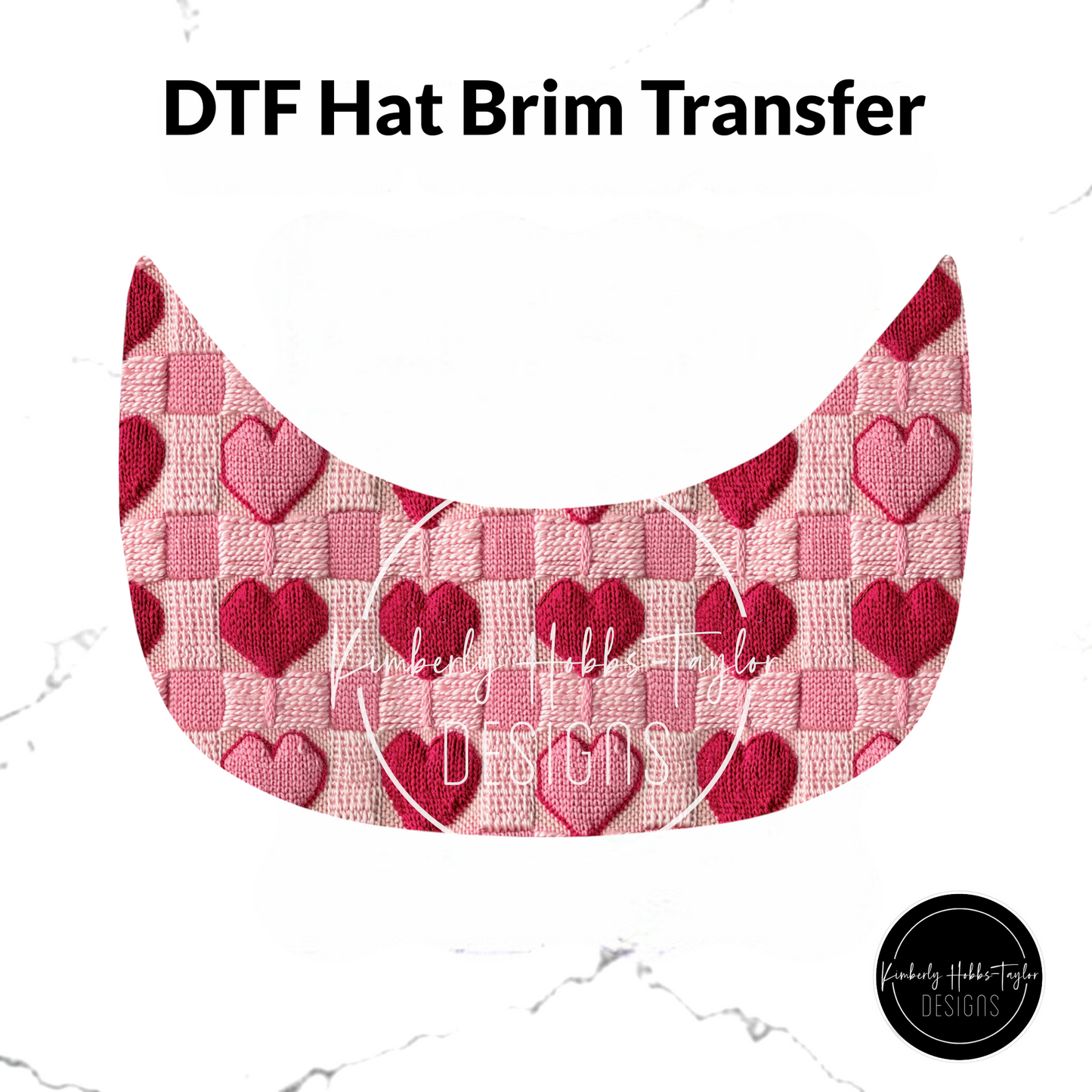 DTF Hat Brim Transfer - Pink Heart Sweater