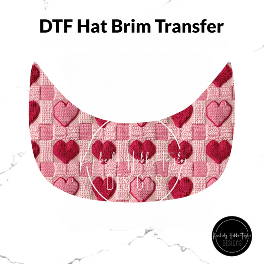 DTF Hat Brim Transfer - Pink Heart Sweater