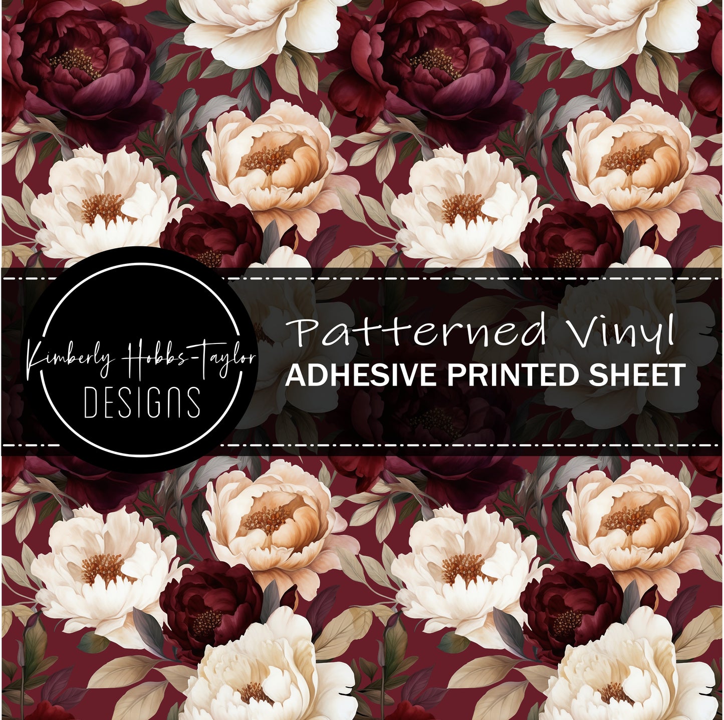 Burgundy White Floral vinyl