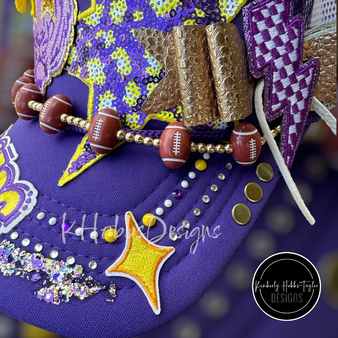 Purple Gold Tigers Trucker Hat - OOAK