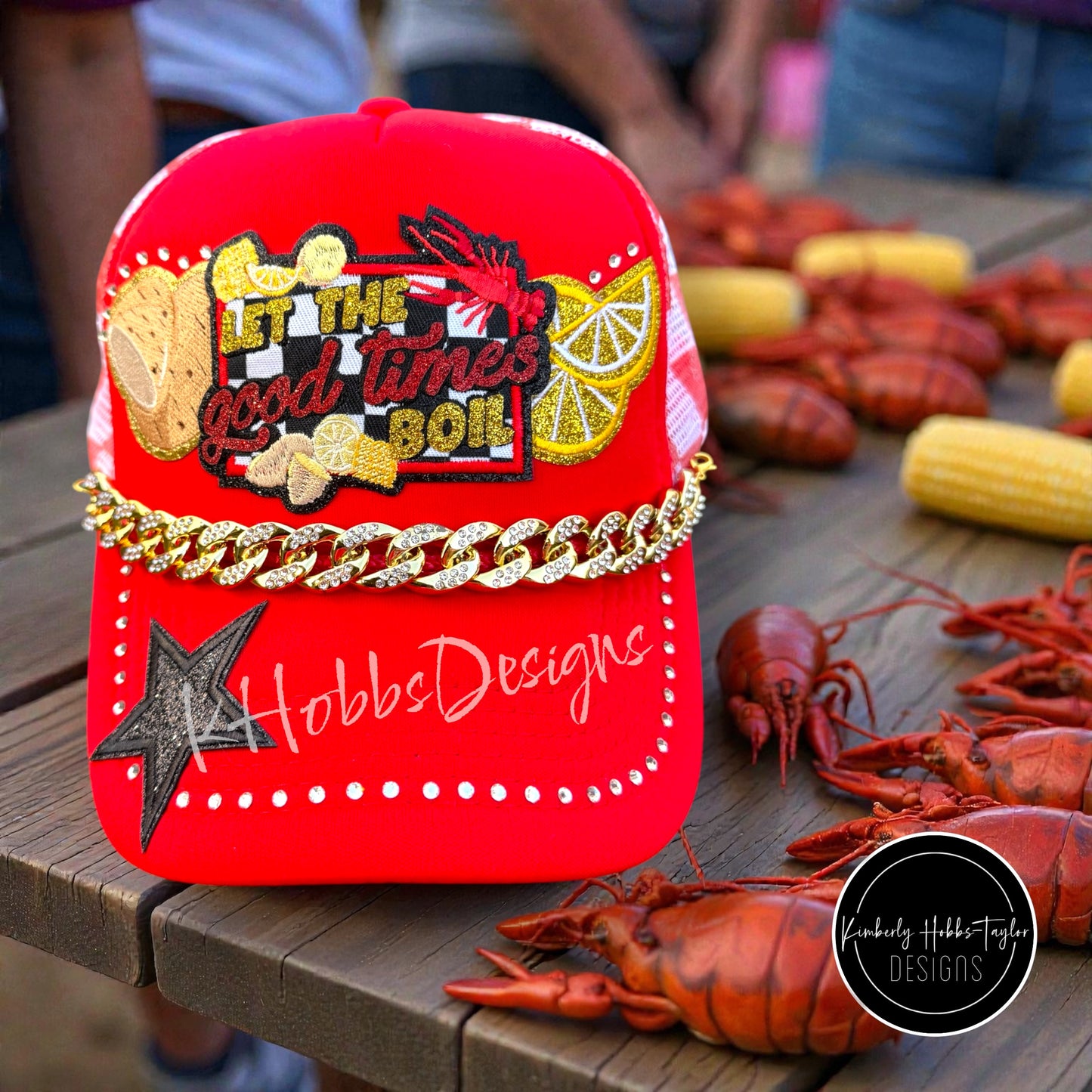 Let The Good Times Boil Crawfish Mardi Gras Trucker Hat