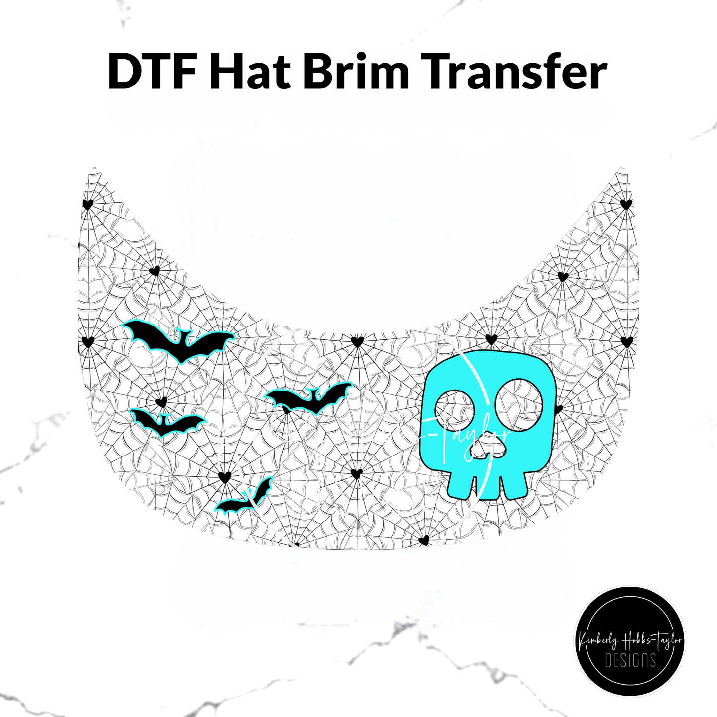 DTF Hat Brim Transfer - Bats and Bones - Choose Color