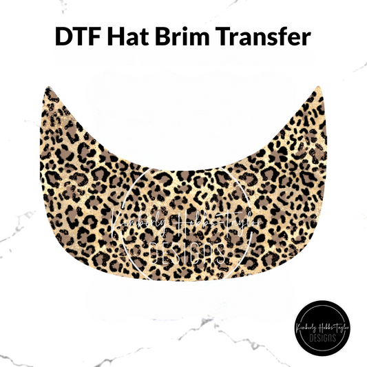 DTF Hat Brim Transfer - Brown Black Tan Leopard