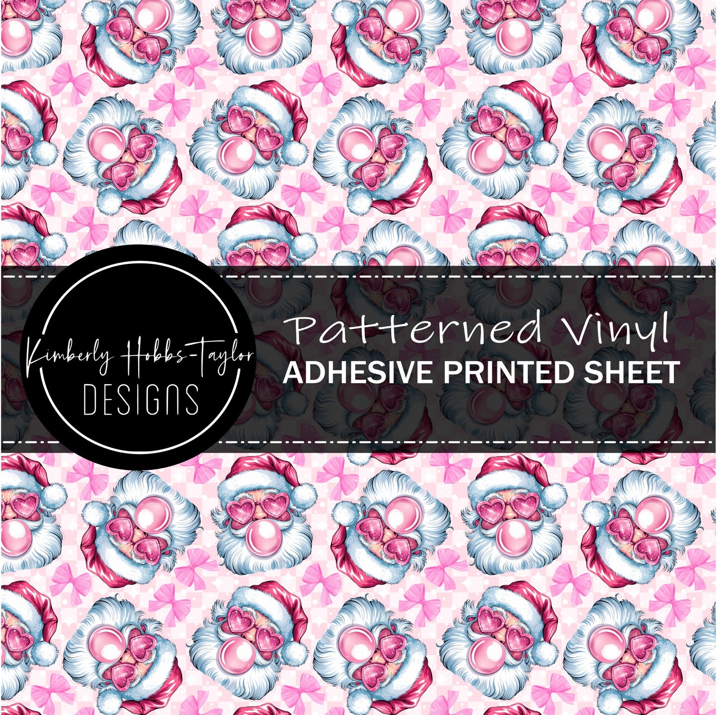 Bubble Blowing Santas with Bows vinyl