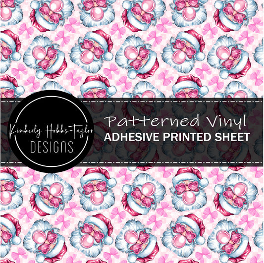 Bubble Blowing Santas with Bows vinyl