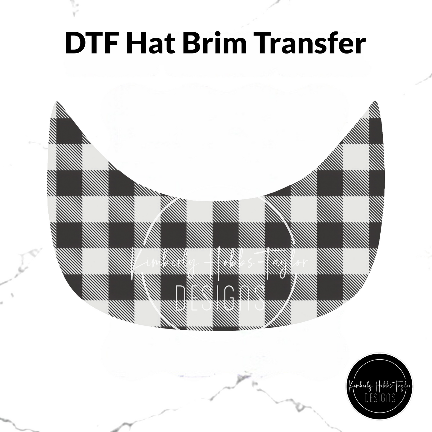 DTF Hat Brim Transfer - Black White Buffalo Plaid