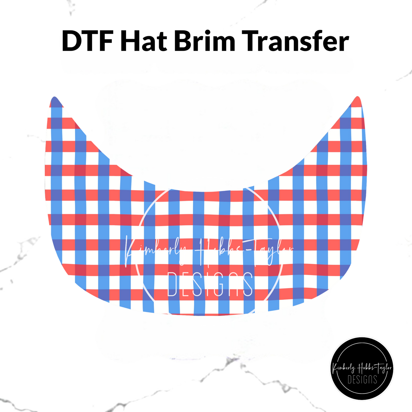 DTF Hat Brim Transfer - Red White Blue Wavy Plaid