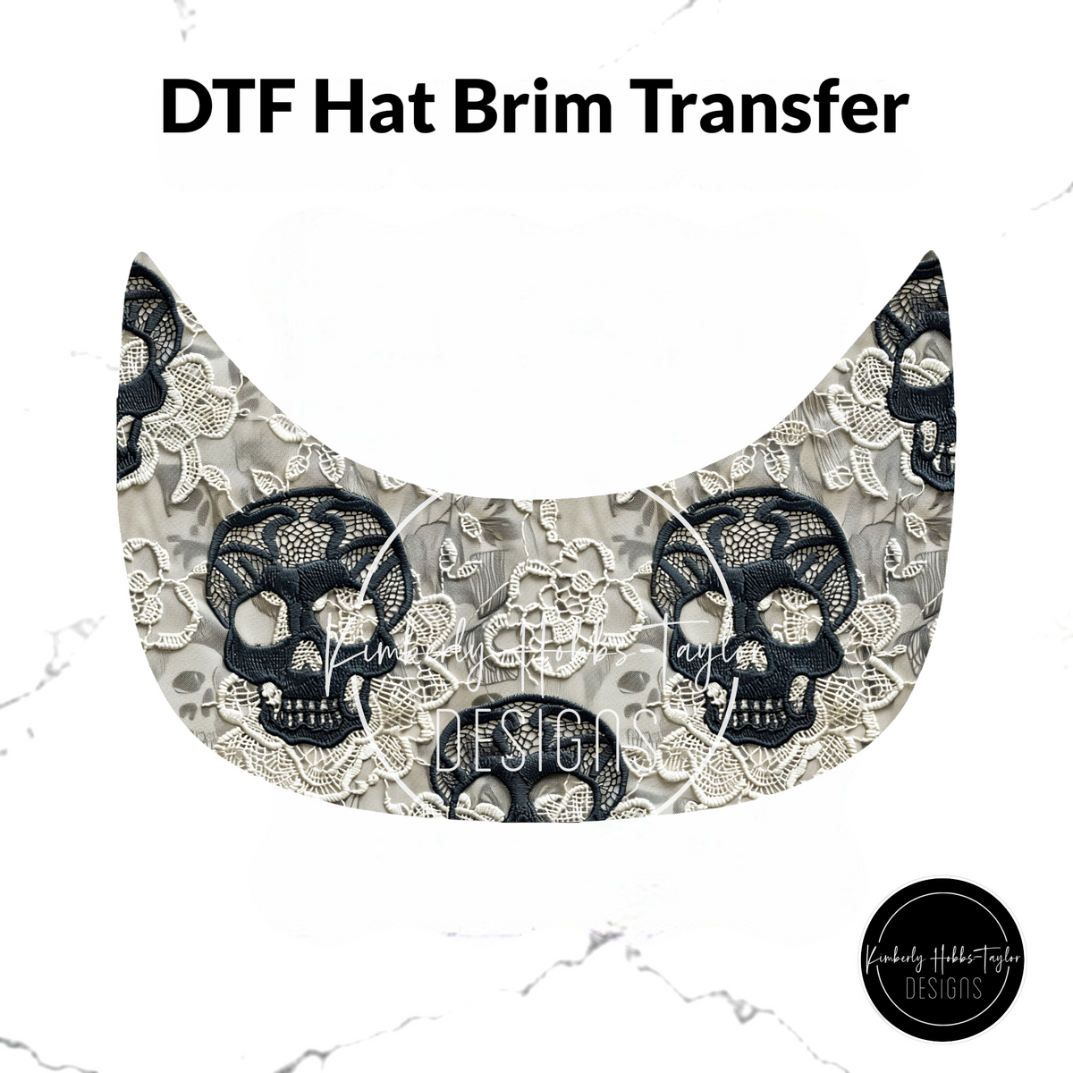 DTF Hat Brim Transfer - Lace Skulls