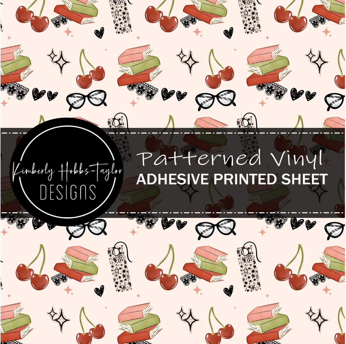 Books and Cherries - Adhesive Vinyl