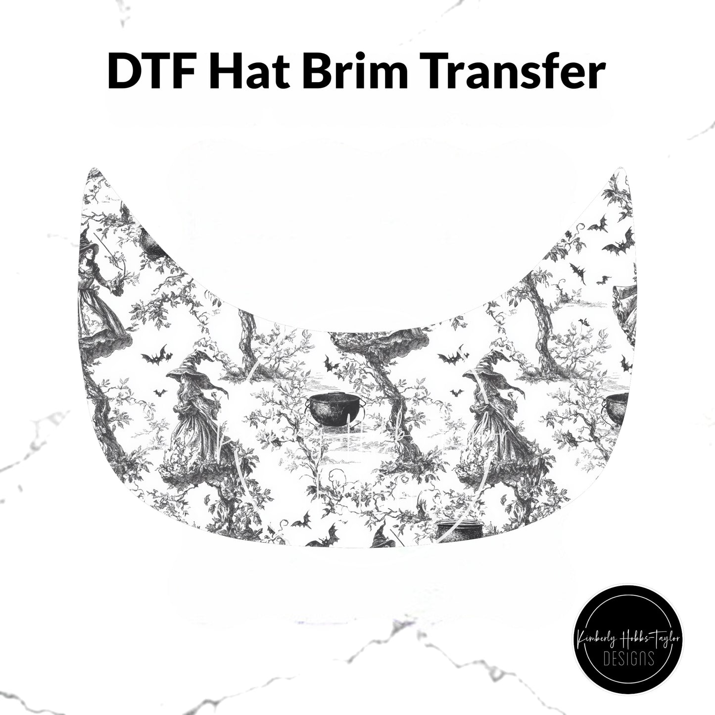 DTF Hat Brim Transfer - Black Chinoiserie A
