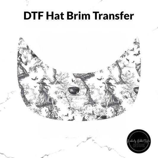 DTF Hat Brim Transfer - Black Chinoiserie A